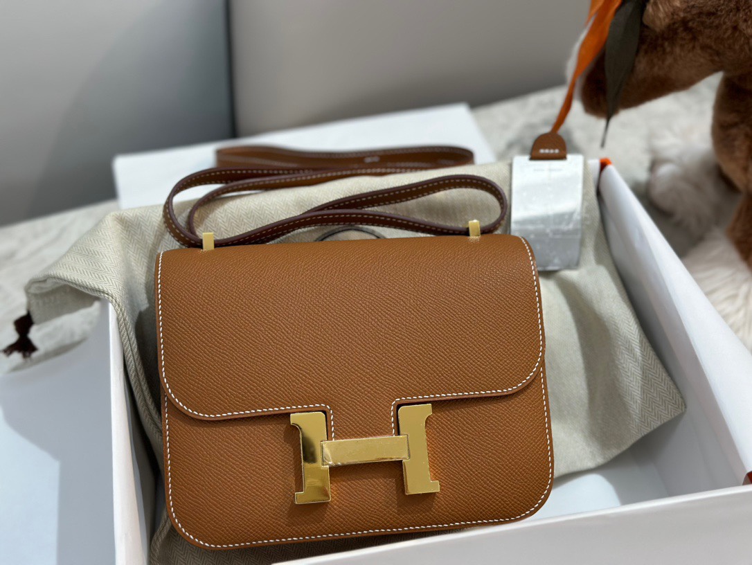 Hermes Constance 18 Mini Shoulder Bag In Brown Epsom Leather